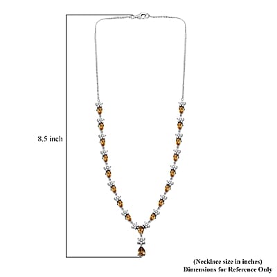 D'Joy Premium Tanzania Yellow Zircon and White Zircon 16.40 ctw Floral Necklace 18 Inches in Rhodium Over Sterling Silver