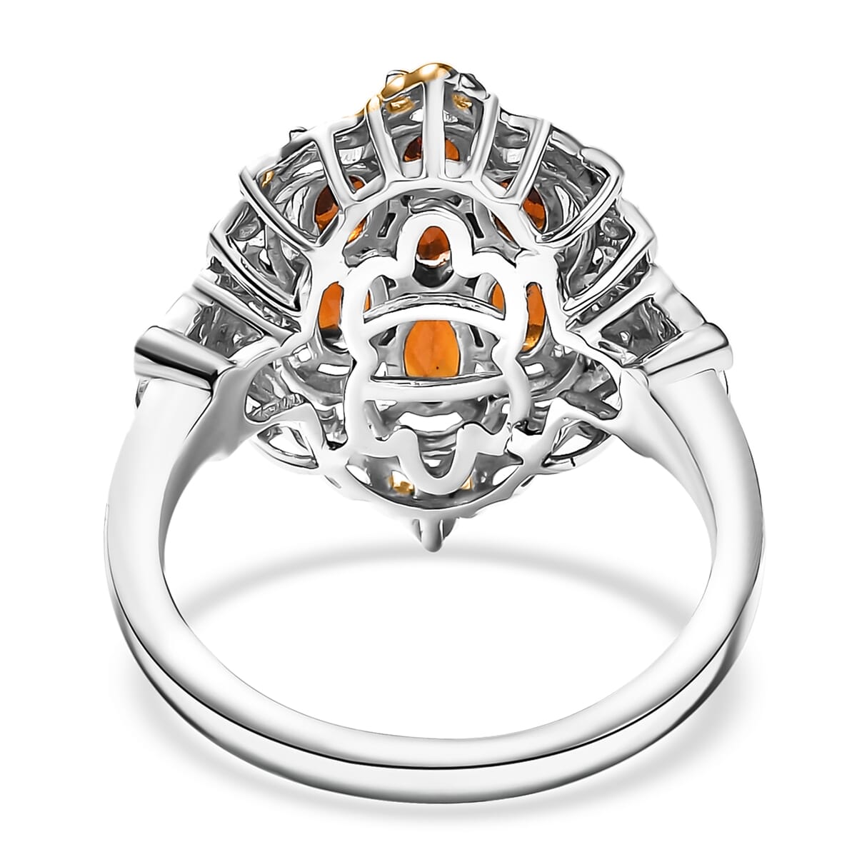 D'Joy Brazilian Cherry Citrine 1.50 ctw Blooming Ring in 18K Vermeil YG and Rhodium Over Sterling Silver (Size 7.0) image number 4