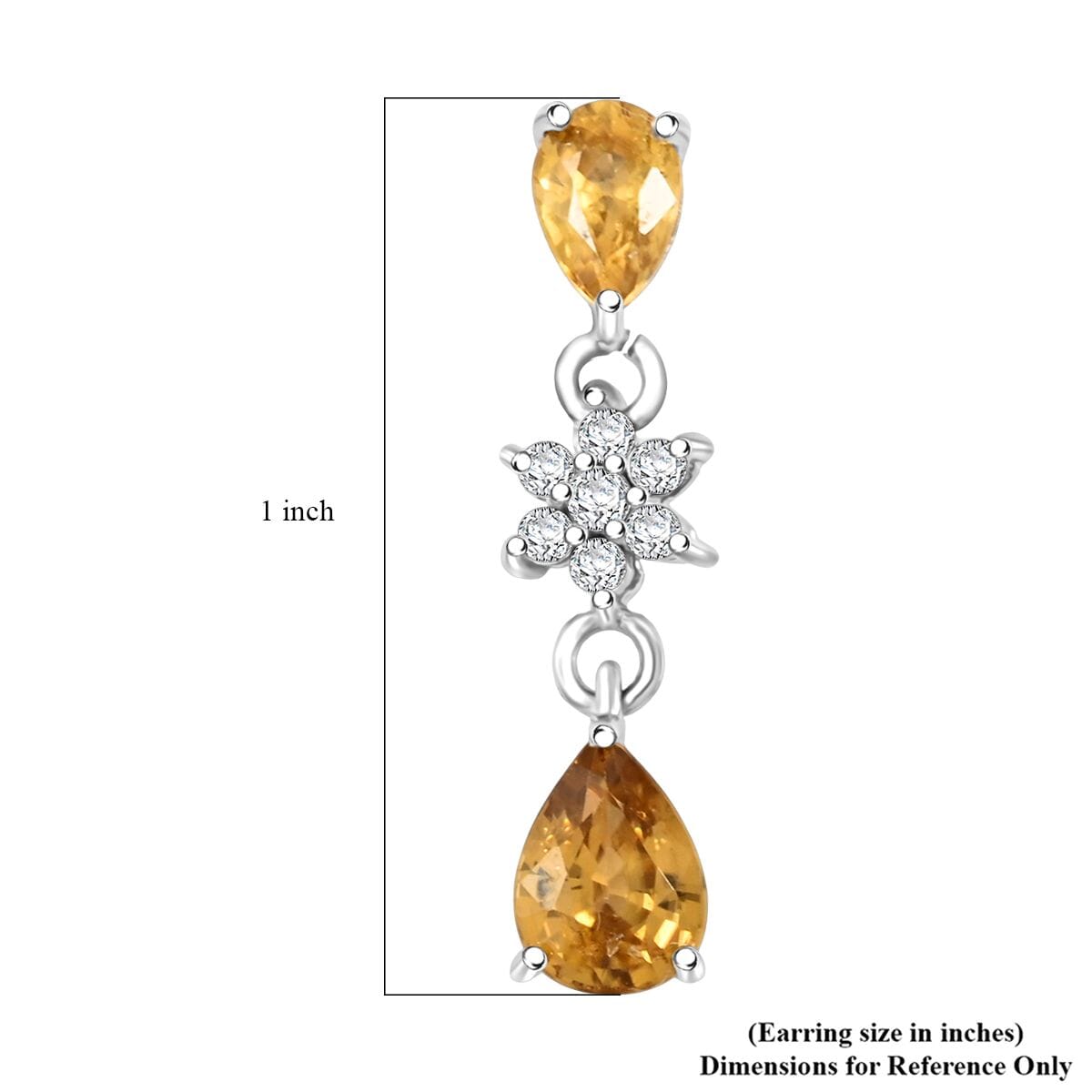 Premium Tanzania Yellow Zircon and White Zircon 3.85 ctw Eternal Drizzle Drop Earrings in Rhodium Over Sterling Silver image number 4