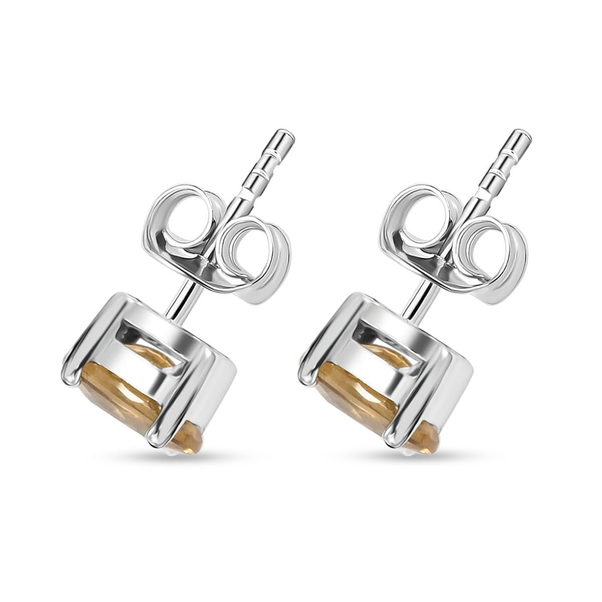 Premium Tanzania Yellow Zircon 1.50 ctw Spotlight Earrings in Rhodium Over Sterling Silver  image number 3
