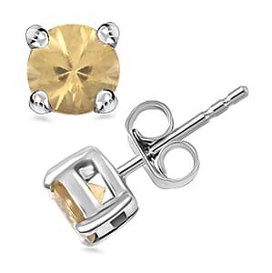 Premium Tanzania Yellow Zircon 1.50 ctw Spotlight Earrings in Rhodium Over Sterling Silver