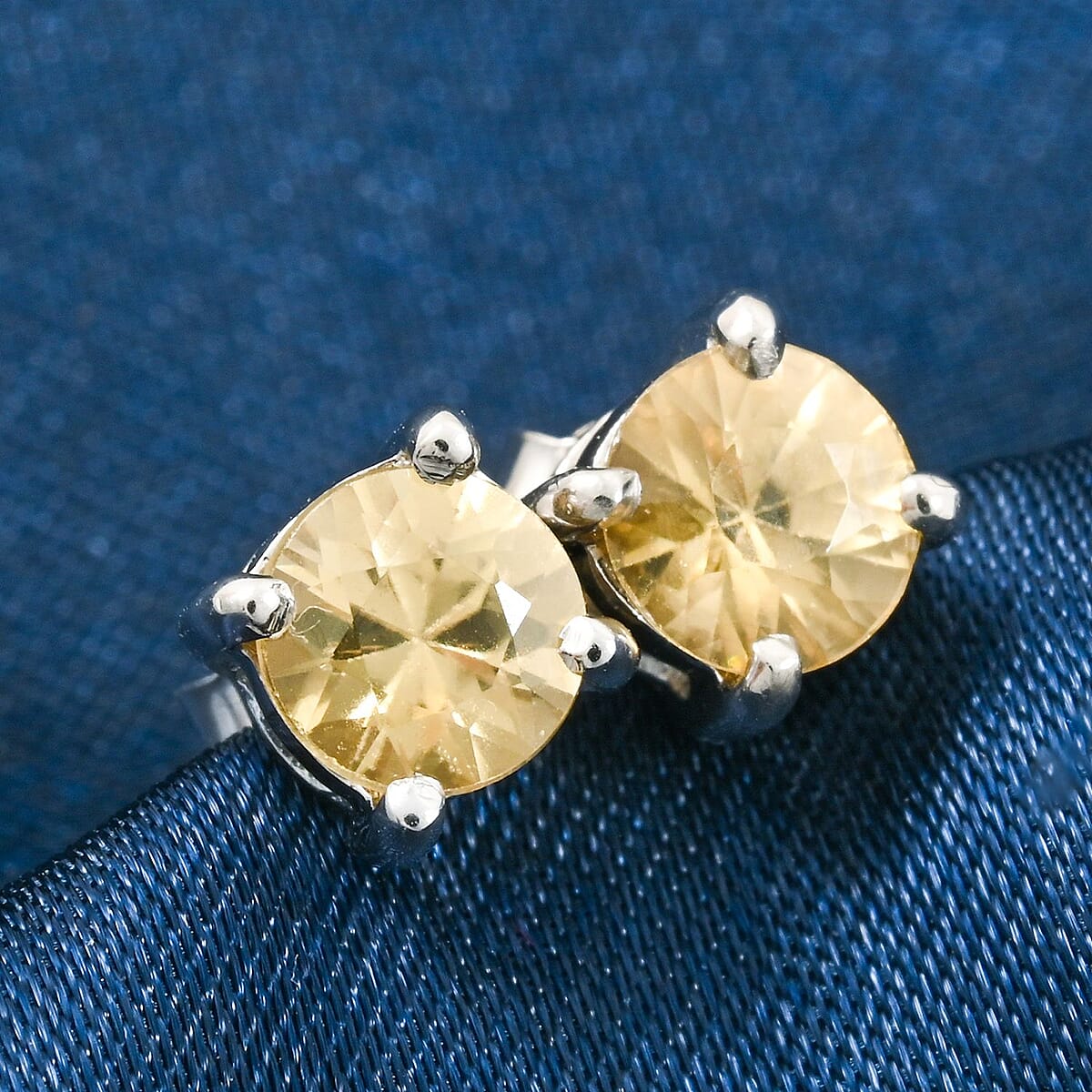 Premium Tanzania Yellow Zircon 1.50 ctw Spotlight Earrings in Rhodium Over Sterling Silver image number 1