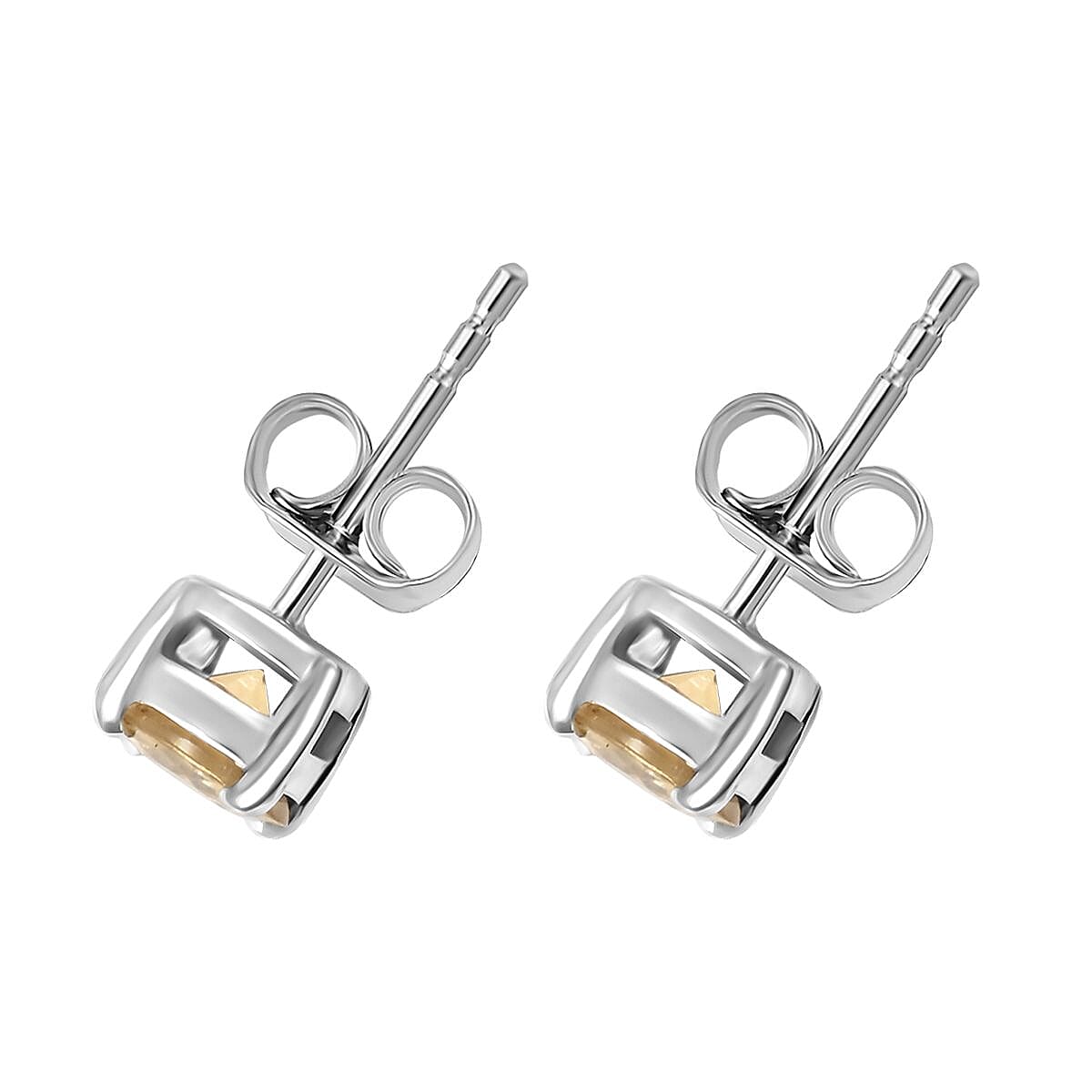 Premium Tanzania Yellow Zircon 1.50 ctw Spotlight Earrings in Rhodium Over Sterling Silver image number 3