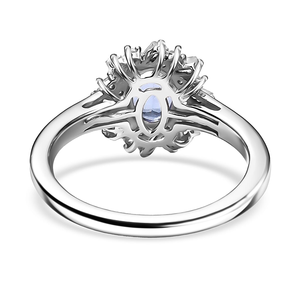 D'Joy Tanzanite and White Zircon 1.35 ctw Starburst Ring in Rhodium Over Sterling Silver (Size 5.0) image number 4