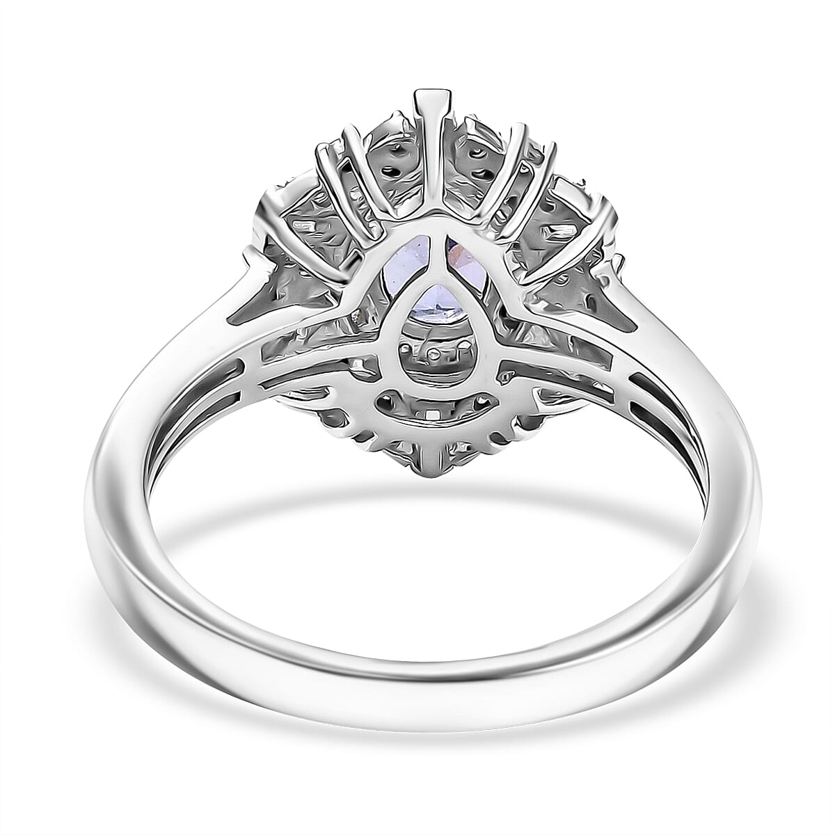 D'Joy Tanzanite and White Zircon 1.30 ctw Celestial Dreams Ring in Rhodium Over Sterling Silver (Size 6.0) image number 4