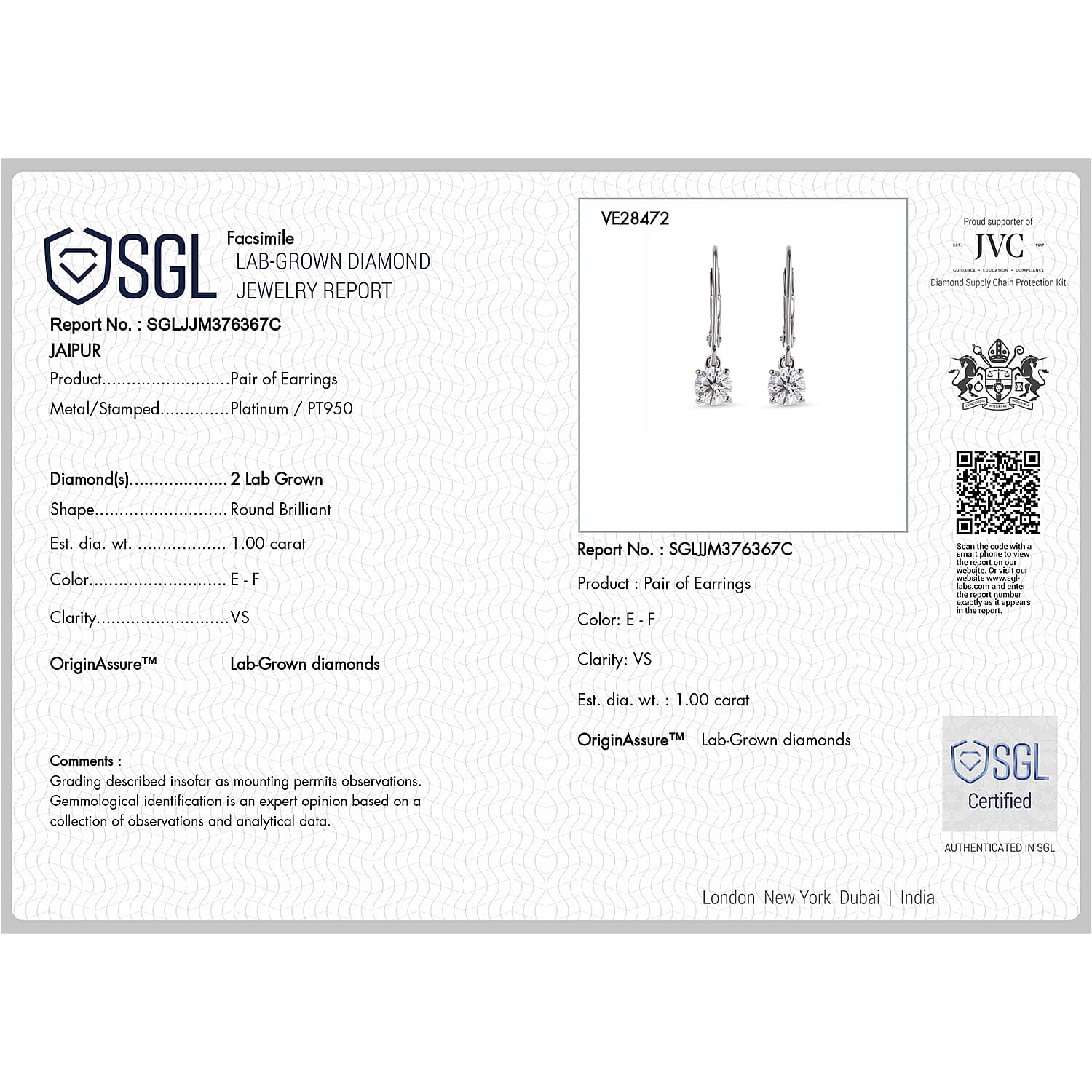 Luxuriant Lab Grown Diamond E-F VS 1.00 ctw Solitaire Stud Earrings in 950 Platinum