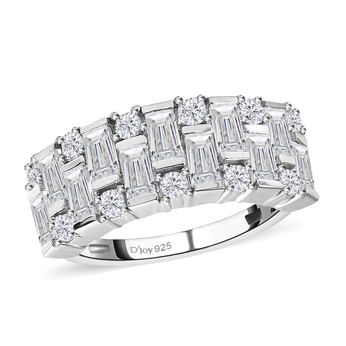 D'Joy Moissanite 1.60 ctw Art Deco Ring in Rhodium Over Sterling Silver (Size 10.0) image number 0