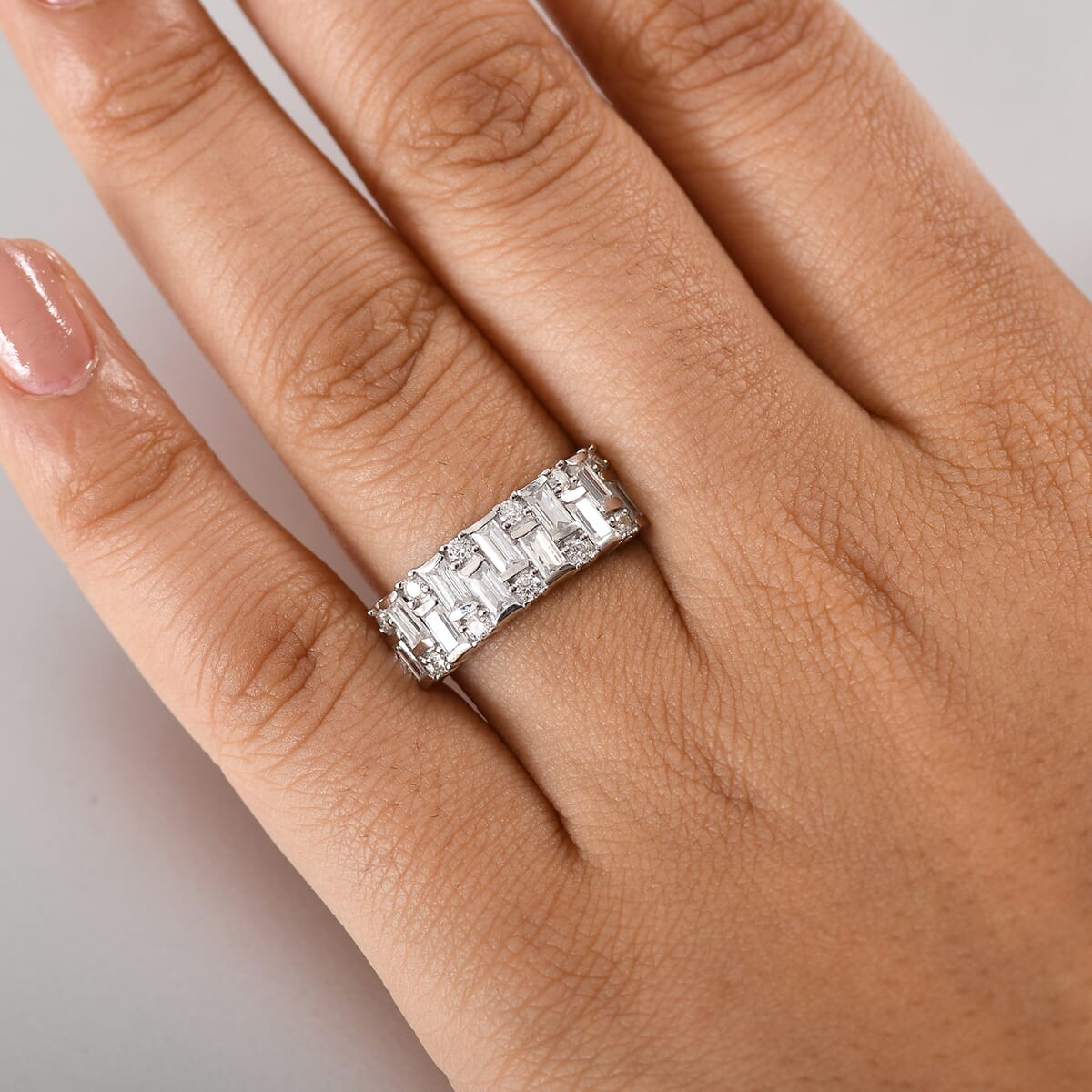 D'Joy Moissanite 1.60 ctw Art Deco Ring in Rhodium Over Sterling Silver (Size 10.0) image number 2
