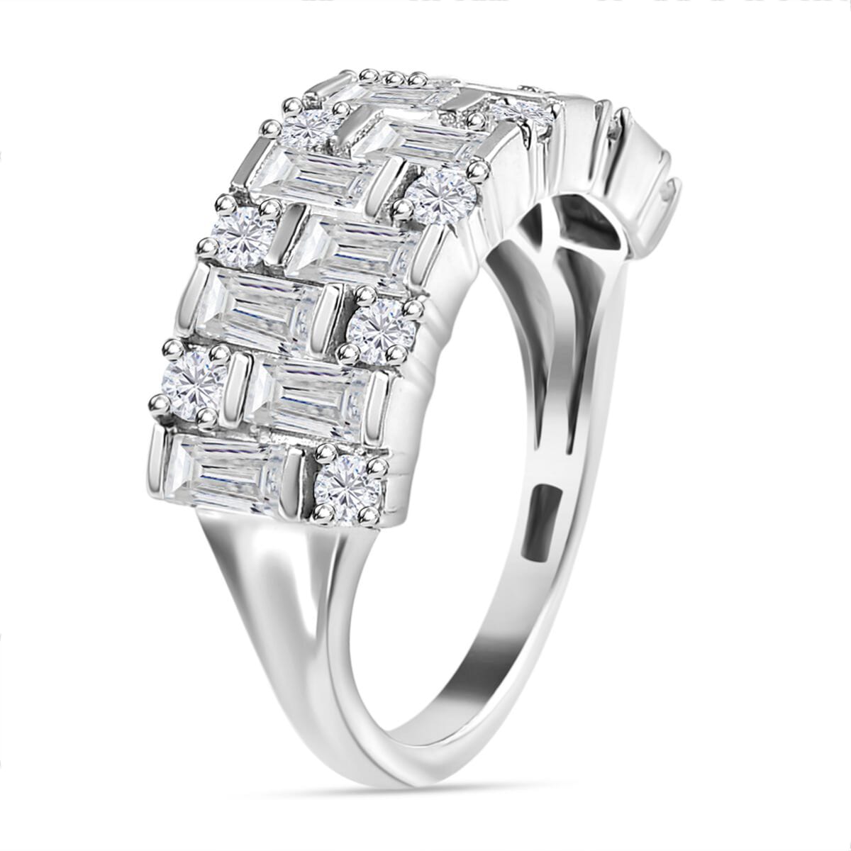 D'Joy Moissanite 1.60 ctw Art Deco Ring in Rhodium Over Sterling Silver (Size 10.0) image number 3