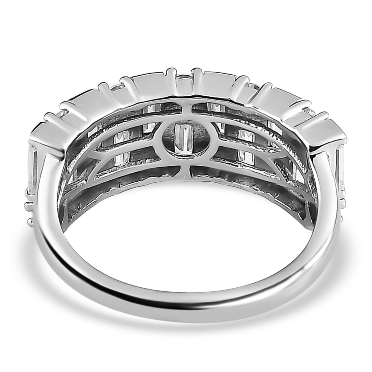 D'Joy Moissanite 1.60 ctw Art Deco Ring in Rhodium Over Sterling Silver (Size 10.0) image number 4