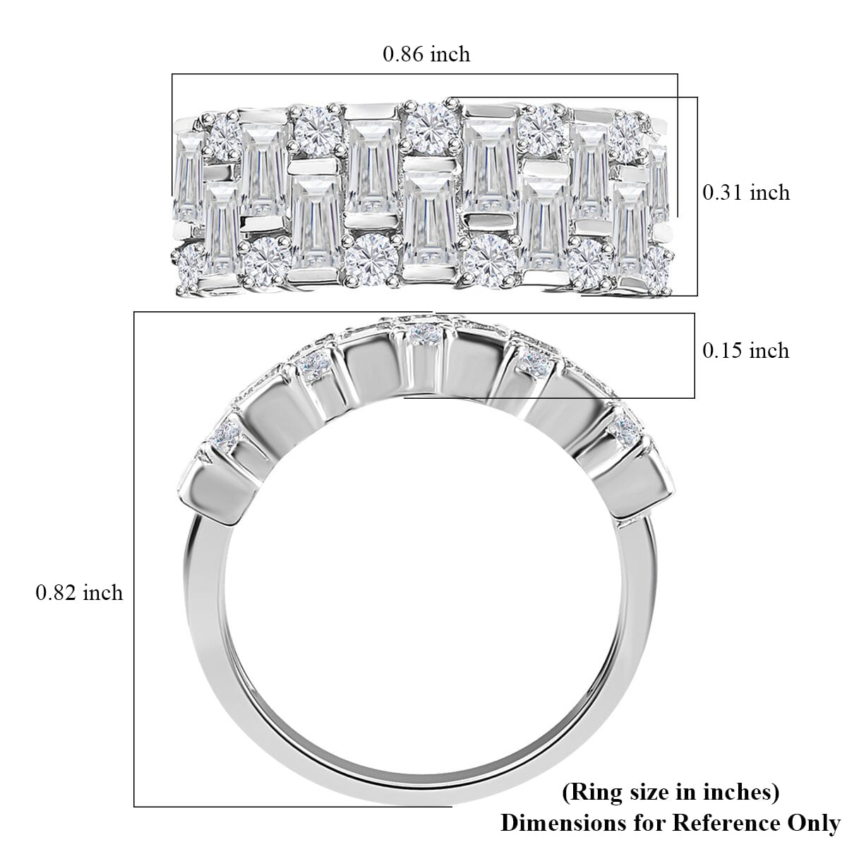 D'Joy Moissanite 1.60 ctw Art Deco Ring in Rhodium Over Sterling Silver (Size 10.0) image number 5