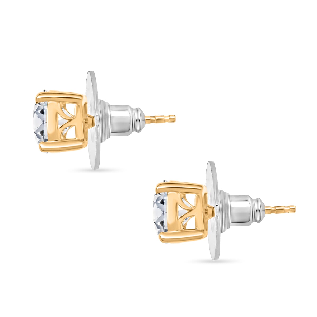 D'Joy Moissanite 2.40 ctw Solitaire Stud Earrings in 18K Vermeil Yellow Gold Over Sterling Silver image number 3