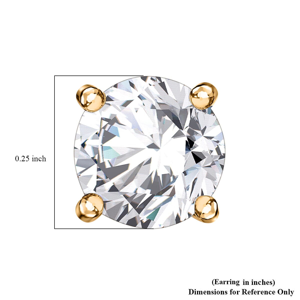 D'Joy Moissanite 2.40 ctw Solitaire Stud Earrings in 18K Vermeil Yellow Gold Over Sterling Silver