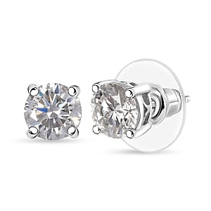 D'Joy Moissanite 2.40 ctw Solitaire Stud Earrings in Platinum Over Sterling Silver
