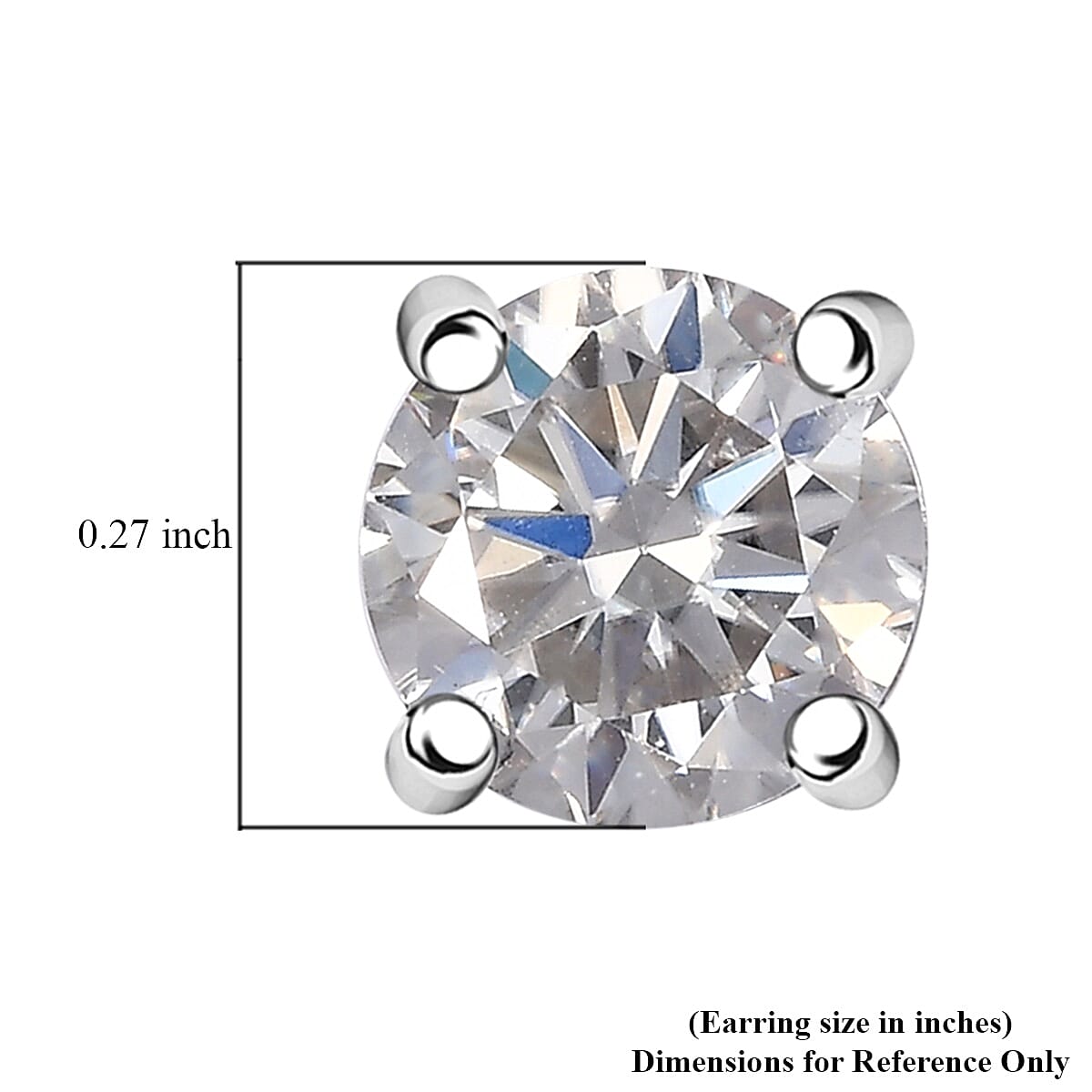 D'Joy Moissanite 2.40 ctw Solitaire Stud Earrings in Platinum Over Sterling Silver image number 5