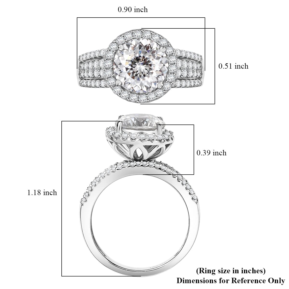 D'Joy 120 Facets Moissanite 4.65 ctw Vintage Halo Ring in Rhodium Over Sterling Silver (Size 10.0)  image number 5
