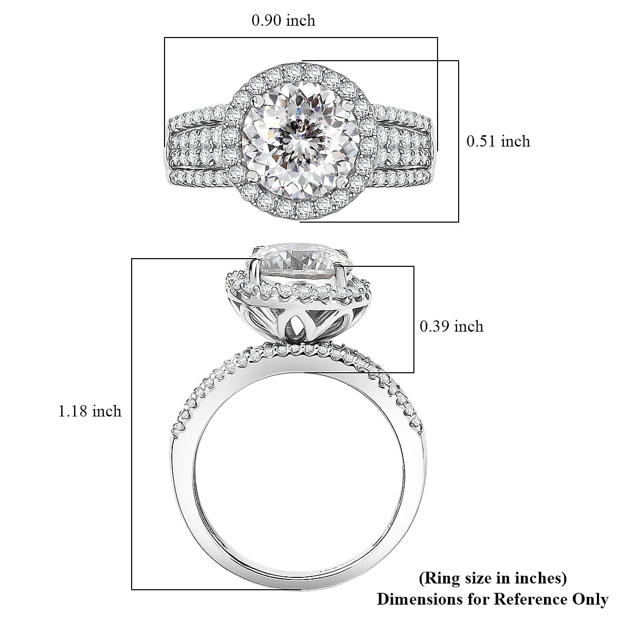 D'Joy 120 Facets Moissanite Vintage Halo Ring in Rhodium Over Sterling Silver (Size 5.0) 4.65 ctw image number 5