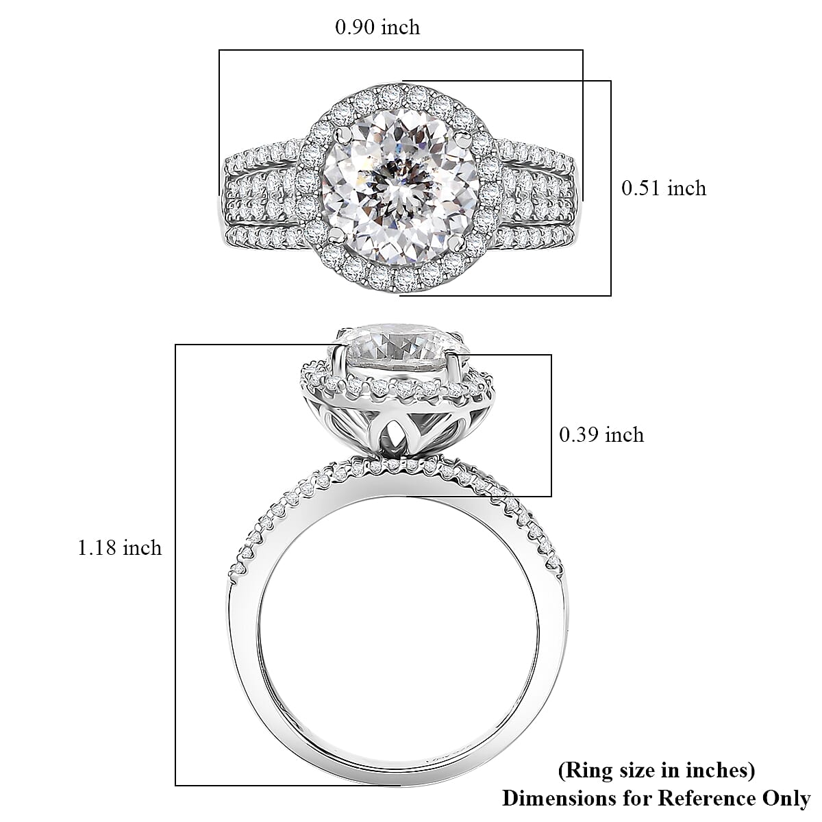 D'Joy 120 Facets Moissanite 4.65 ctw Vintage Halo Ring in Rhodium Over Sterling Silver (Size 6.0)  image number 5