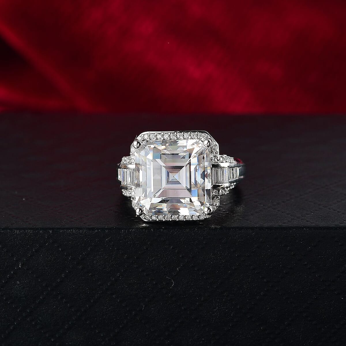 D'Joy Moissanite 9.85 ctw Vintage Elegance Ring in Rhodium Over Sterling Silver (Size 10.0) image number 1