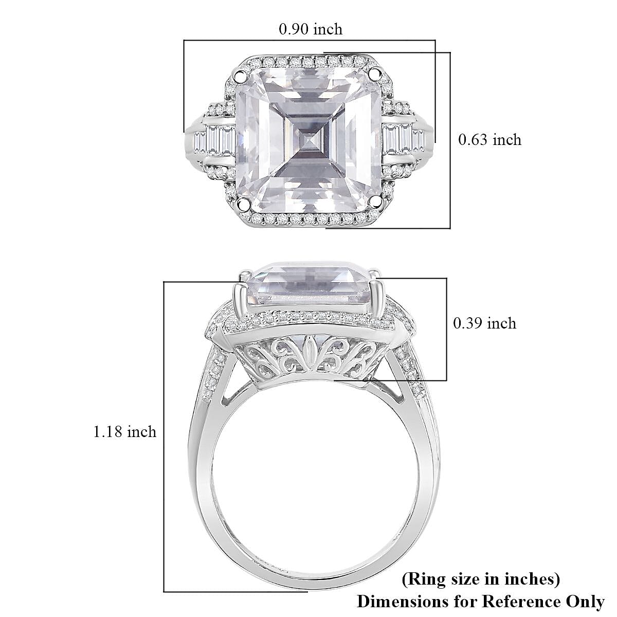 D'Joy Moissanite 9.85 ctw Vintage Elegance Ring in Rhodium Over Sterling Silver (Size 10.0) image number 5