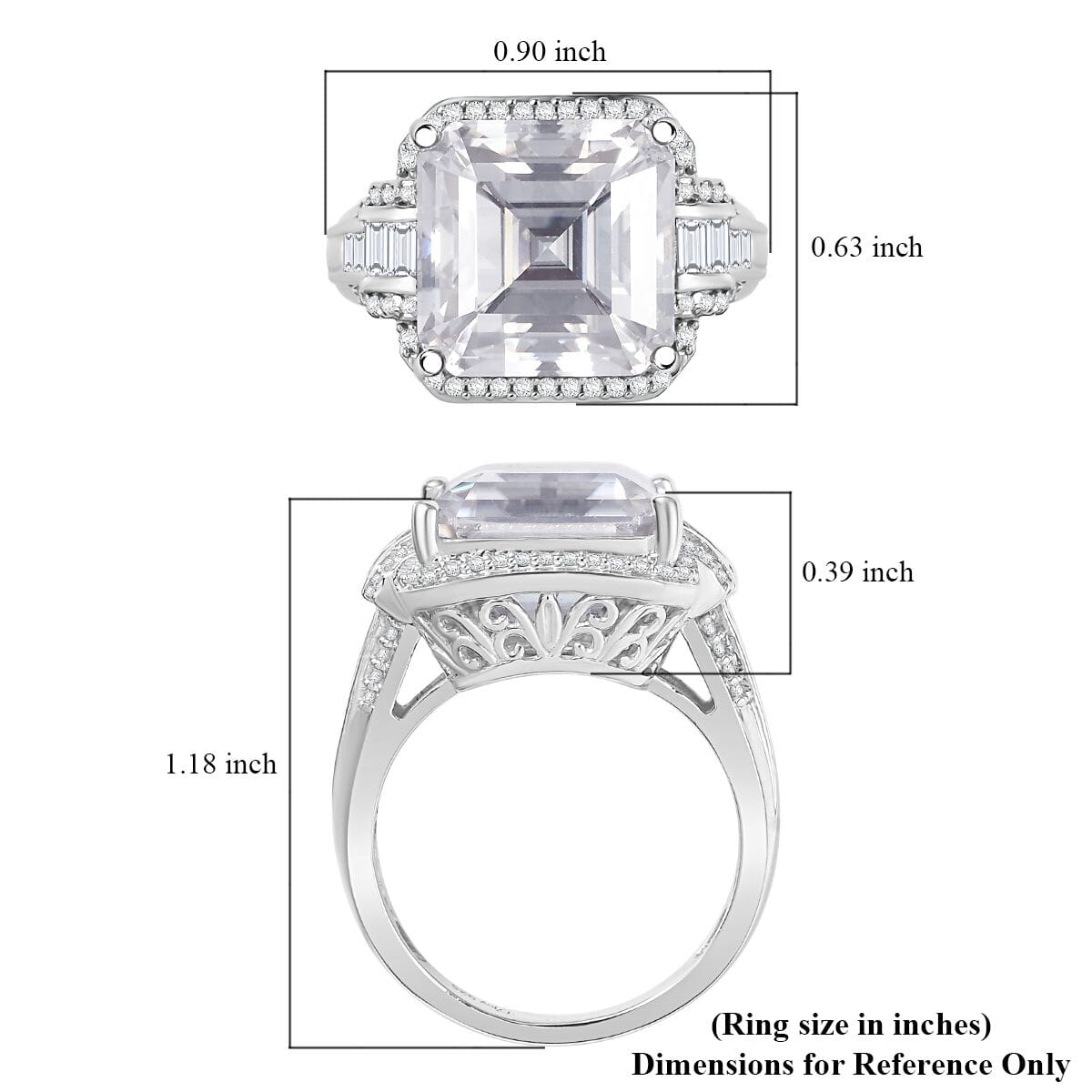 D'Joy Moissanite 9.85 ctw Vintage Elegance Ring in Rhodium Over Sterling Silver (Size 7.0) image number 5
