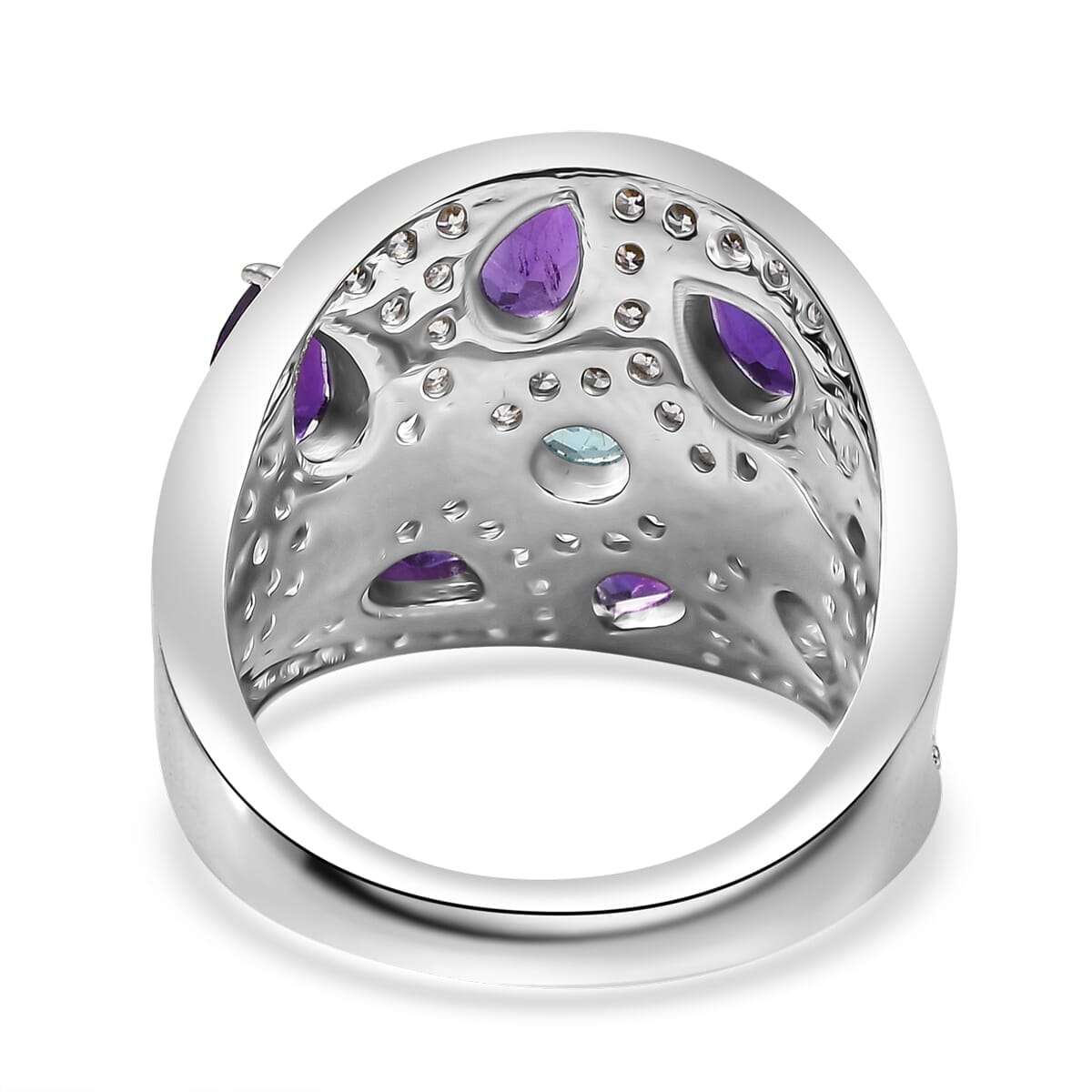 Mashamba Amethyst, Multi Gemstone Ring in Platinum Bond (Size 10.0) 4.30 ctw image number 4