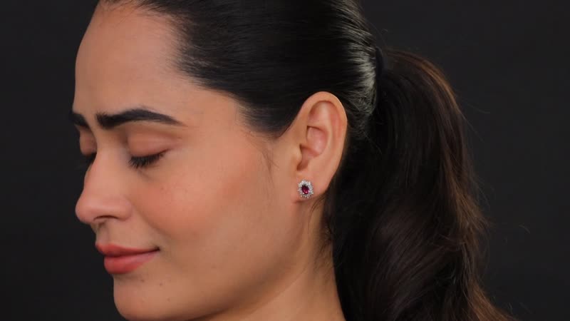 D'Joy AAA Radiant Ember Garnet and Diamond 1.45 ctw Starlit Stud Earrings in 18K Vermeil Yellow Gold Over Sterling Silver