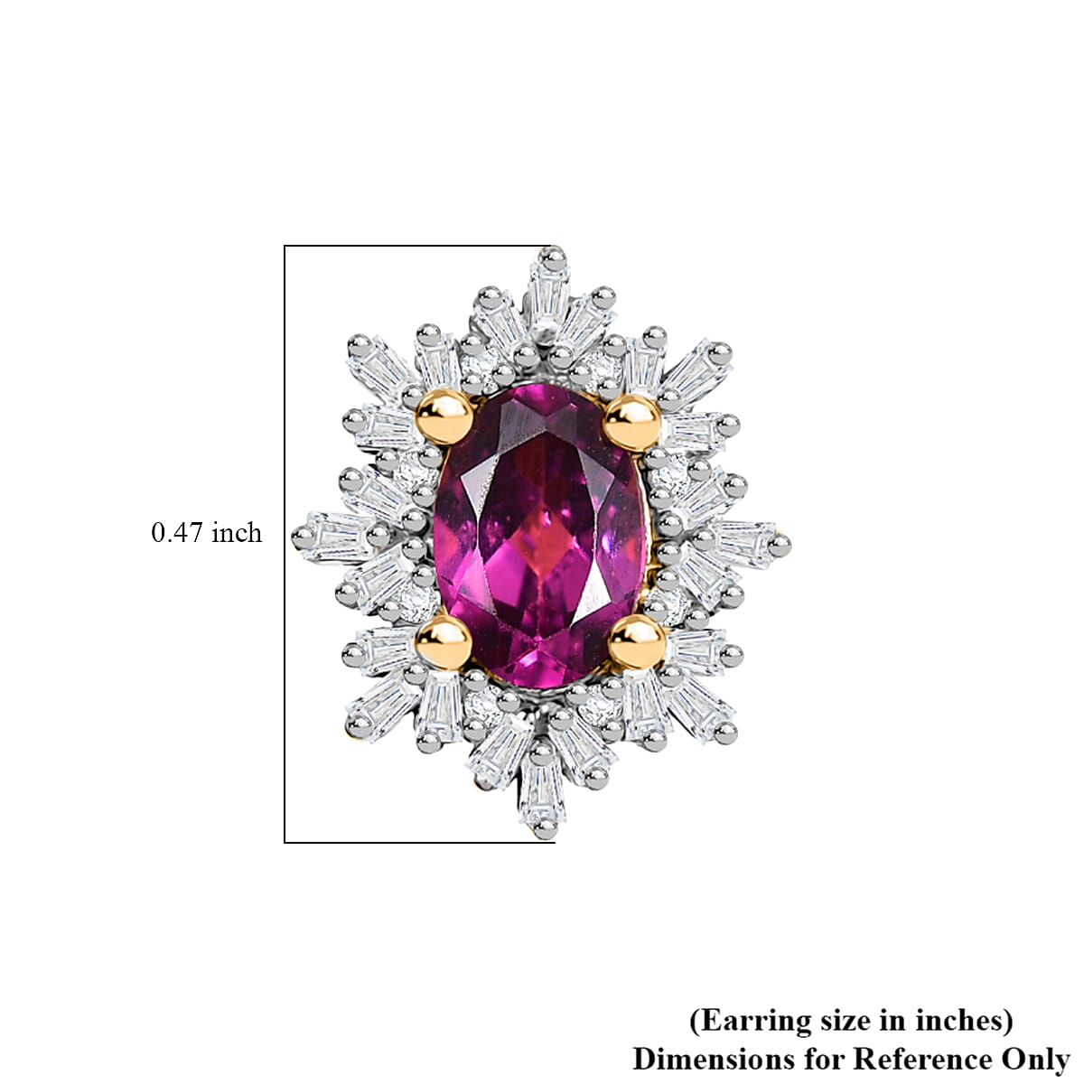 D'Joy AAA Radiant Ember Garnet and Diamond 1.45 ctw Starlit Stud Earrings in 18K Vermeil Yellow Gold Over Sterling Silver