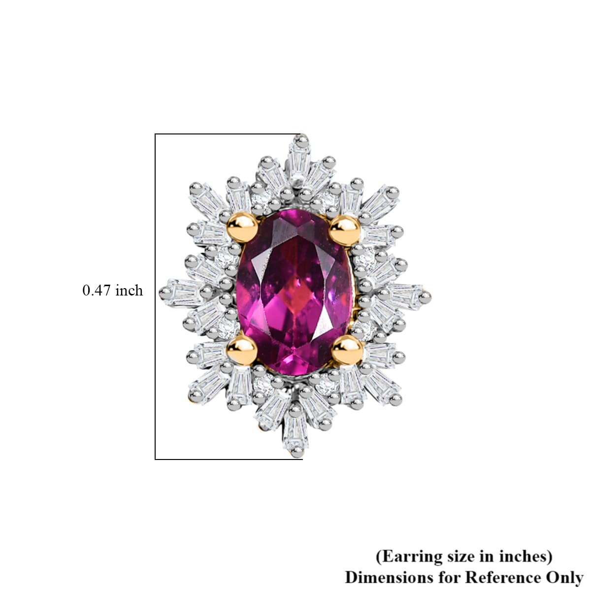 D'Joy AAA Radiant Ember Garnet and Diamond 1.45 ctw Starlit Stud Earrings in 18K Vermeil Yellow Gold Over Sterling Silver image number 4
