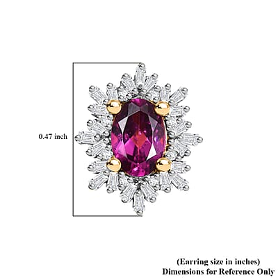 D'Joy AAA Radiant Ember Garnet and Diamond 1.45 ctw Starlit Stud Earrings in 18K Vermeil Yellow Gold Over Sterling Silver