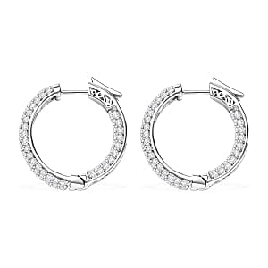 Karis Lab Created White Sapphire 5.00 ctw Hoop Earrings in Platinum Bond