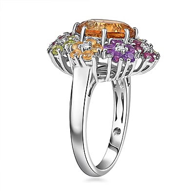 Karis Serra Gaucha Citrine and Multi Gemstones 5.15 ctw Ring in Platinum Bond (Size 10.0)