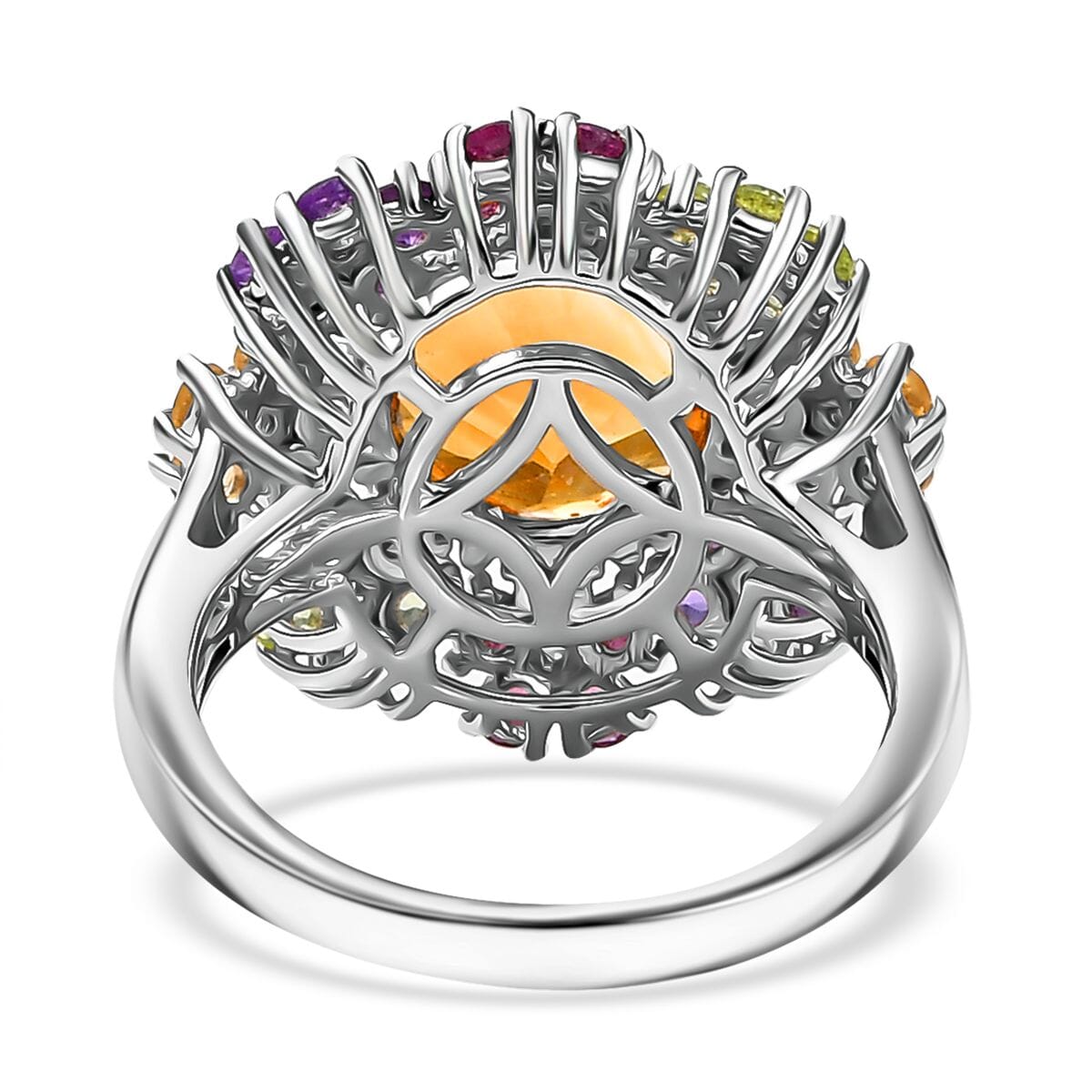 Karis Serra Gaucha Citrine and Multi Gemstones 5.15 ctw Ring in Platinum Bond (Size 10.0) image number 4