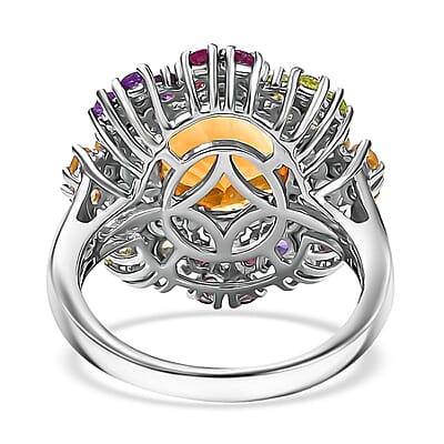 Karis Serra Gaucha Citrine and Multi Gemstones 5.15 ctw Ring in Platinum Bond (Size 10.0)