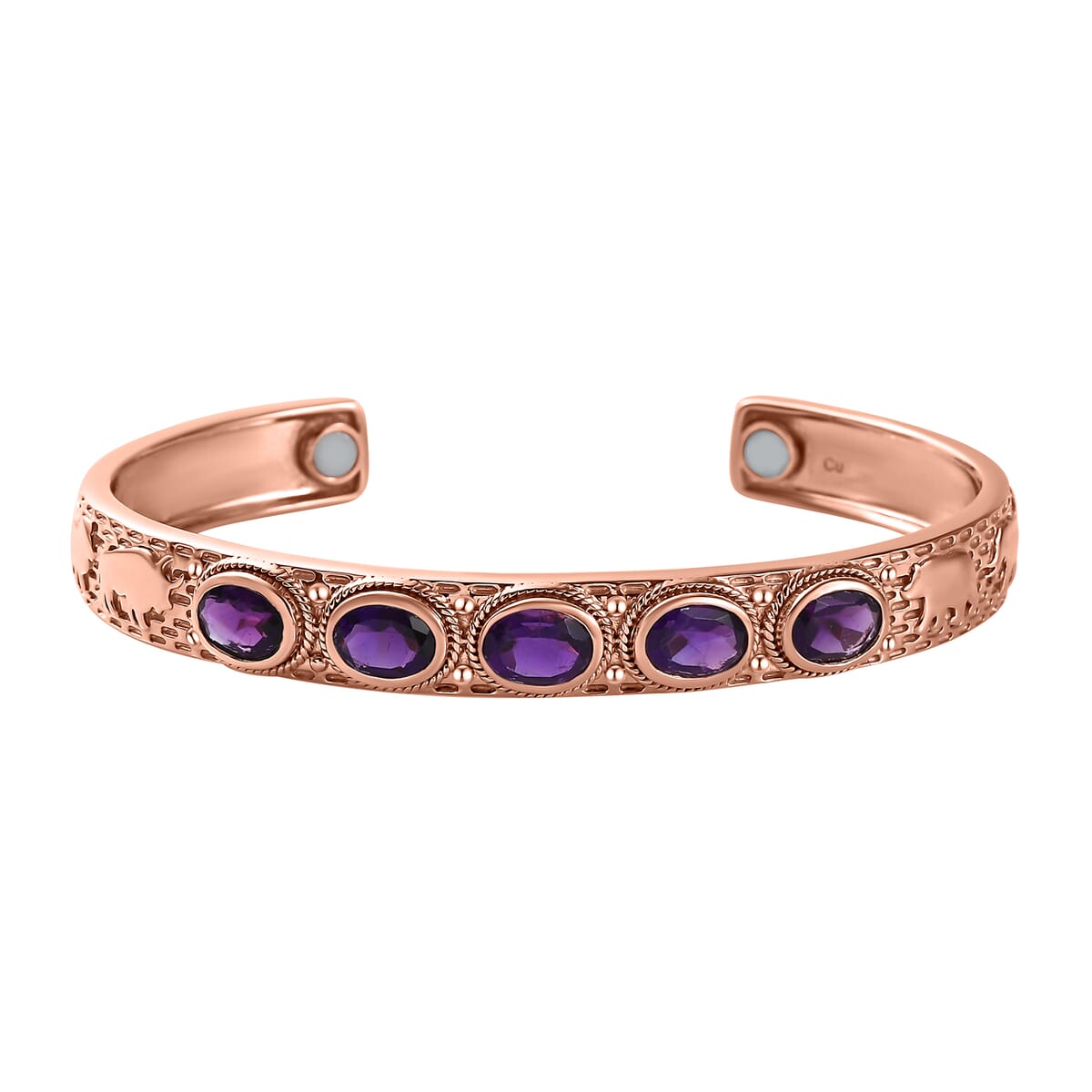 African Amethyst 5.85 ctw Cuff Bracelet in 14K RG Over Copper with Magnet (7.25 In) image number 0
