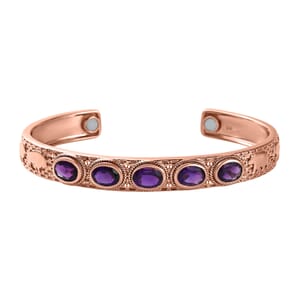 African Amethyst 5.85 ctw Cuff Bracelet in 14K RG Over Copper with Magnet (7.25 In)
