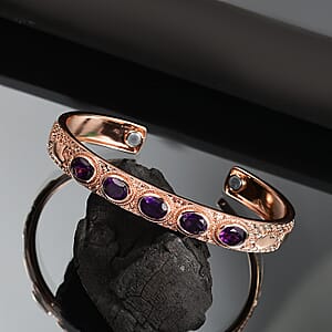 African Amethyst 5.85 ctw Cuff Bracelet in 14K RG Over Copper with Magnet (7.25 In)