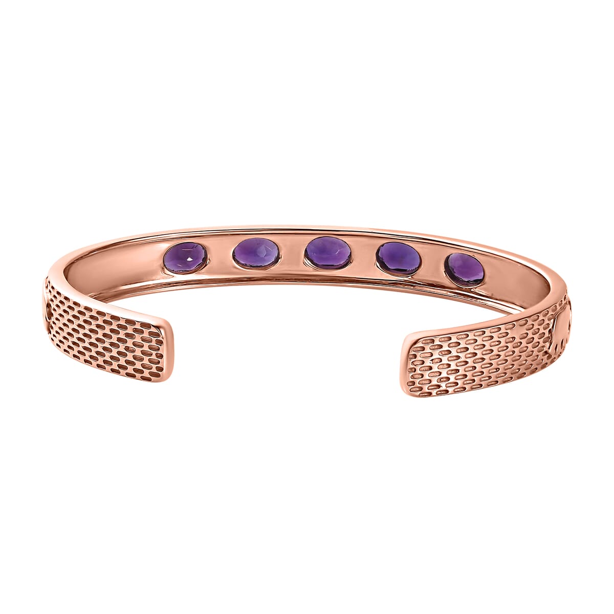 African Amethyst 5.85 ctw Cuff Bracelet in 14K RG Over Copper with Magnet (7.25 In) image number 4