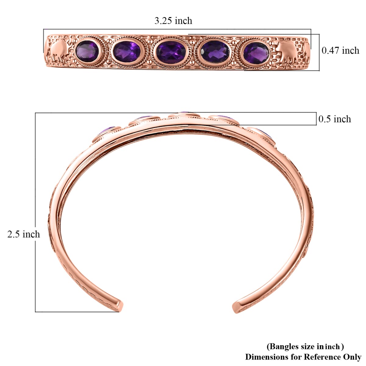 African Amethyst 5.85 ctw Cuff Bracelet in 14K RG Over Copper with Magnet (7.25 In) image number 5