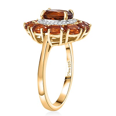 D'Joy Premium Santa Ana Madeira Citrine and White Zircon 2.90 ctw Sunflower Ring in 18K Vermeil Yellow Gold Over Sterling Silver (Size 10.0) 