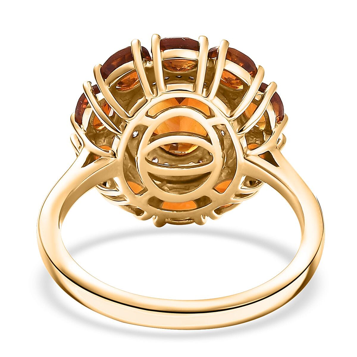 D'Joy Premium Santa Ana Madeira Citrine and White Zircon 2.90 ctw Sunflower Ring in 18K Vermeil Yellow Gold Over Sterling Silver (Size 10.0) 