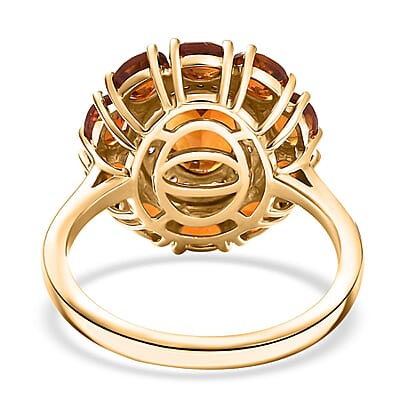 D'Joy Premium Santa Ana Madeira Citrine and White Zircon 2.90 ctw Sunflower Ring in 18K Vermeil Yellow Gold Over Sterling Silver (Size 10.0) 