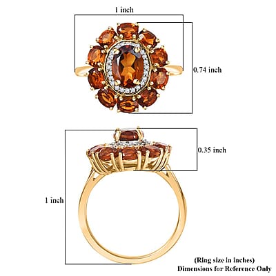 D'Joy Premium Santa Ana Madeira Citrine and White Zircon 2.90 ctw Sunflower Ring in 18K Vermeil Yellow Gold Over Sterling Silver (Size 10.0) 