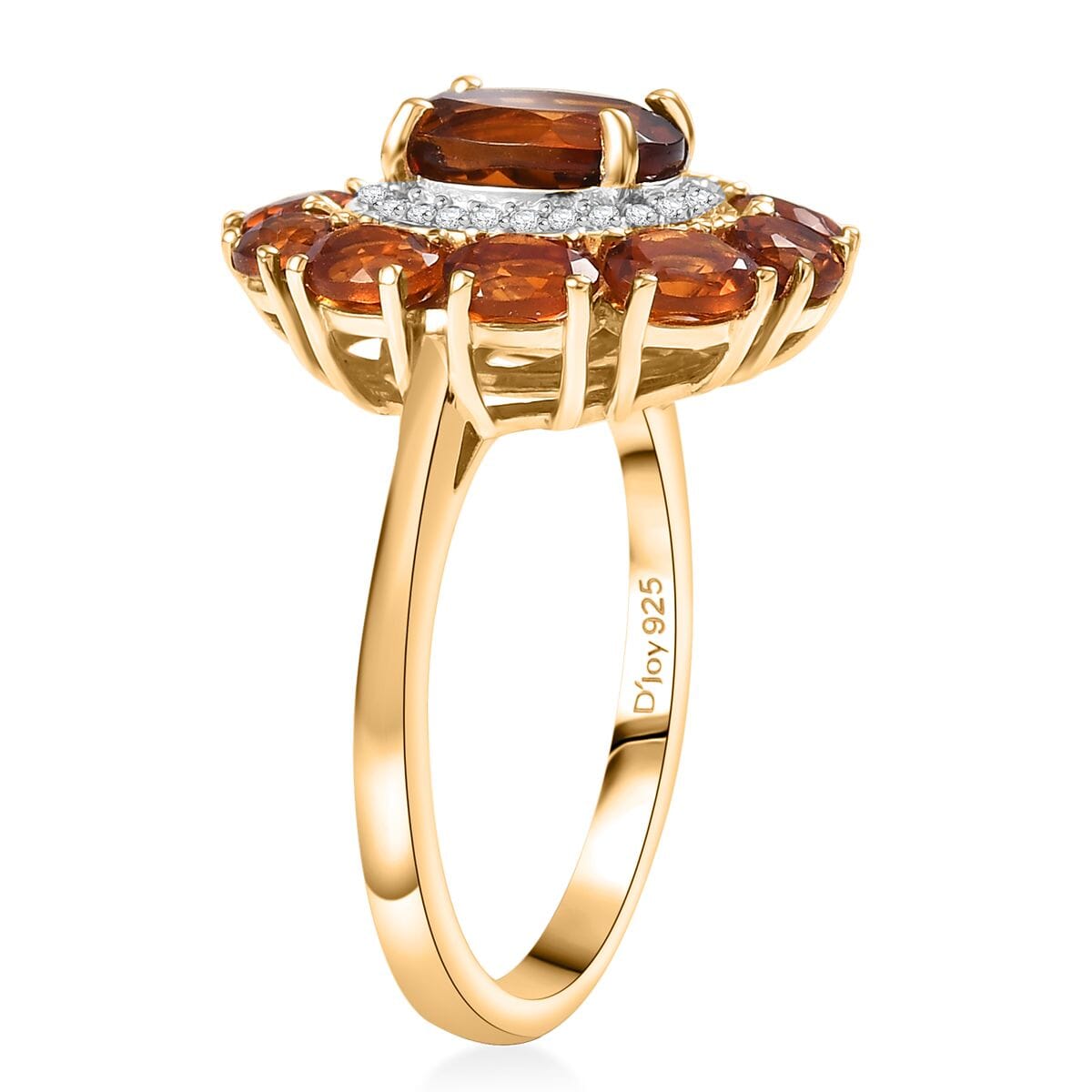 D'Joy Premium Santa Ana Madeira Citrine and White Zircon 2.90 ctw Sunflower Ring in 18K Vermeil Yellow Gold Over Sterling Silver (Size 5.0)  image number 3