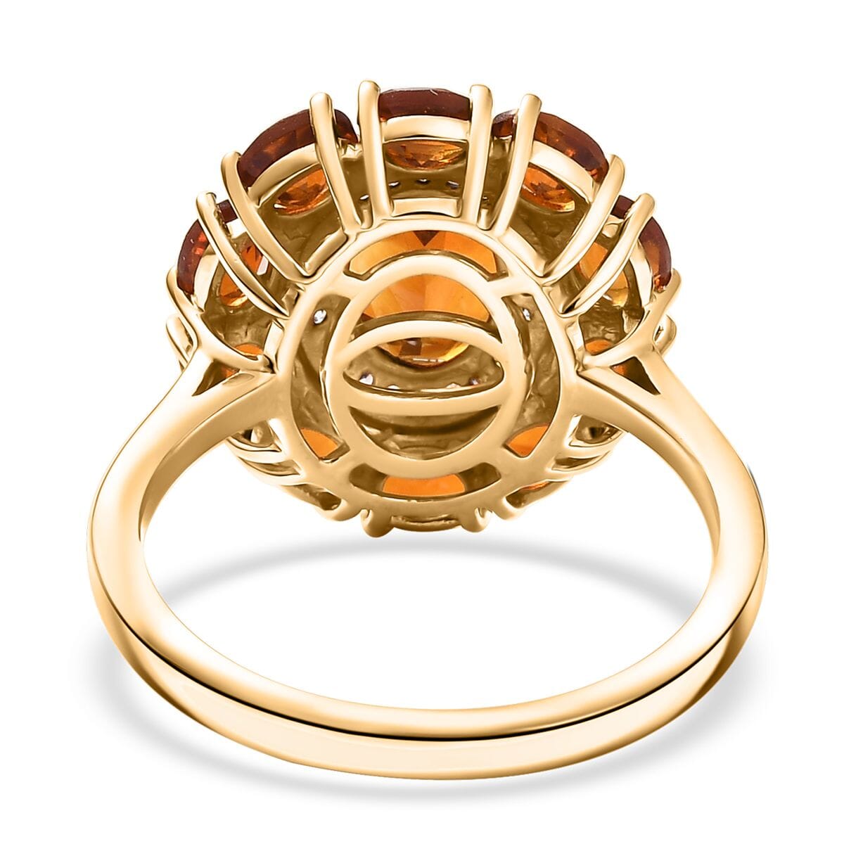 D'Joy Premium Santa Ana Madeira Citrine and White Zircon 2.90 ctw Sunflower Ring in 18K Vermeil Yellow Gold Over Sterling Silver (Size 5.0)  image number 4