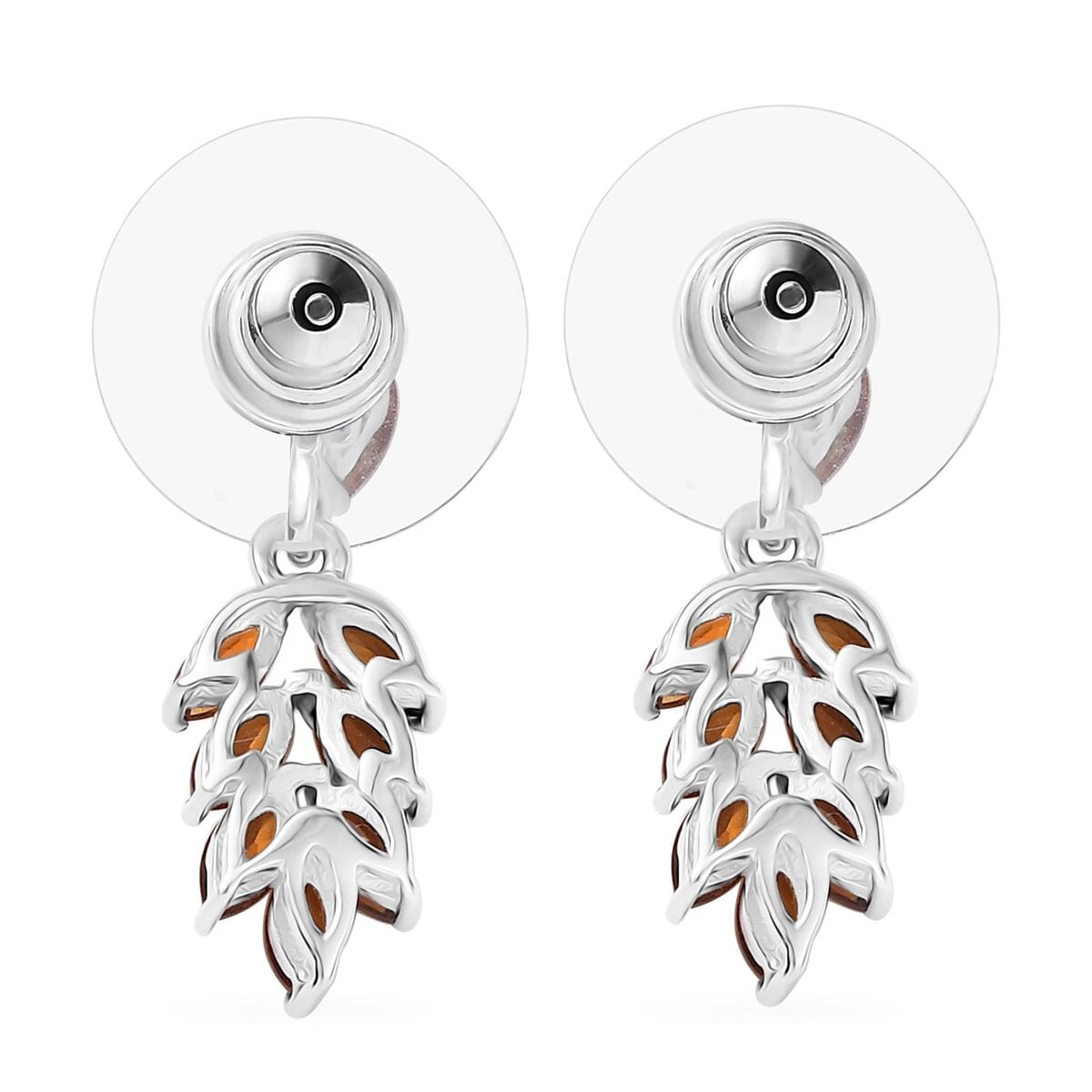 D'Joy Santa Ana Madeira Citrine 1.25 ctw Hanging Green Leaves Earrings in Platinum Over Sterling Silver  image number 4