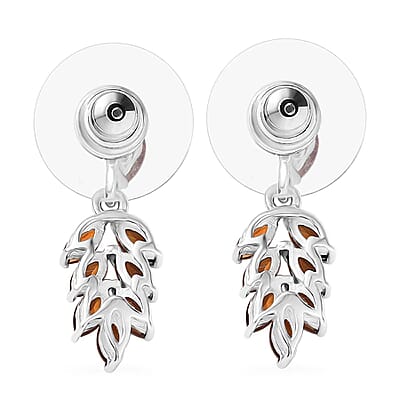 D'Joy Santa Ana Madeira Citrine 1.25 ctw Hanging Green Leaves Earrings in Platinum Over Sterling Silver 