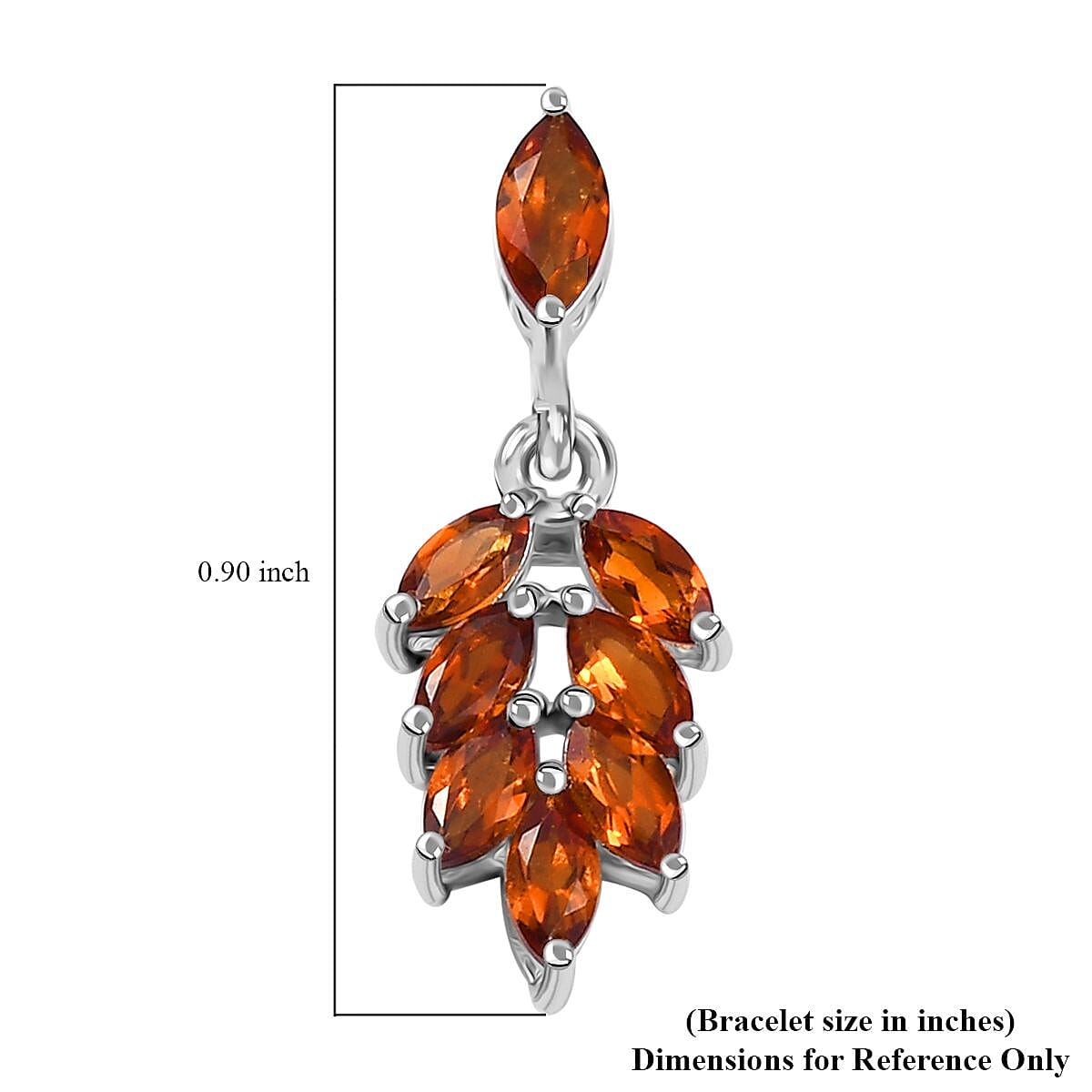 D'Joy Santa Ana Madeira Citrine 1.25 ctw Hanging Green Leaves Earrings in Platinum Over Sterling Silver 