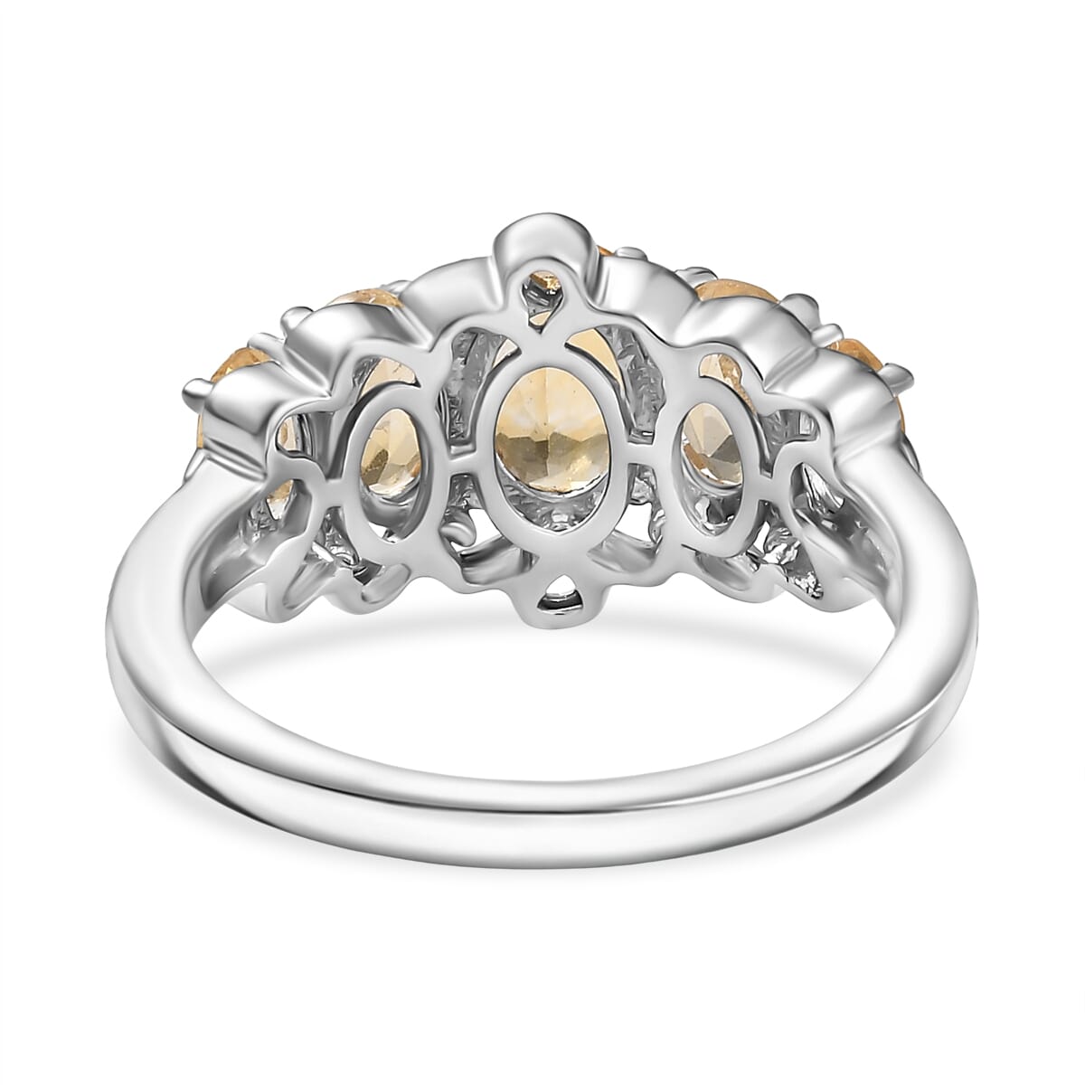 D'Joy Brazilian Citrine 2.00 ctw 5 Stone Filigree Ring in 18K Vermeil YG and Rhodium Over Sterling Silver (Size 5.0)  image number 4