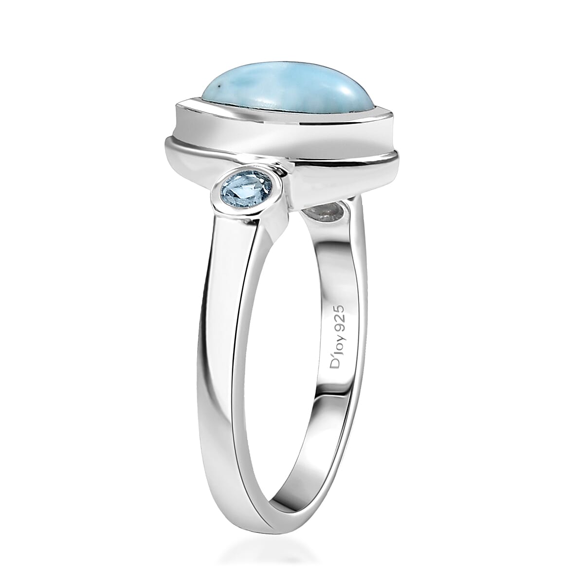 D'Joy Premium Larimar and Sky Blue Topaz 2.70 ctw Ocean Tear Ring in Rhodium Over Sterling Silver (Size 8.0) image number 3